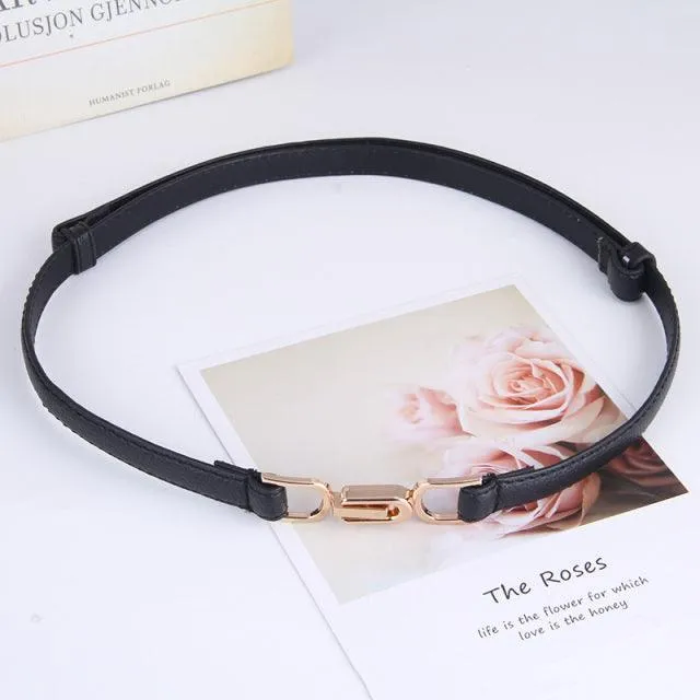 PU Leather Dress Belts Skinny Thin Women Waist Belts Strap