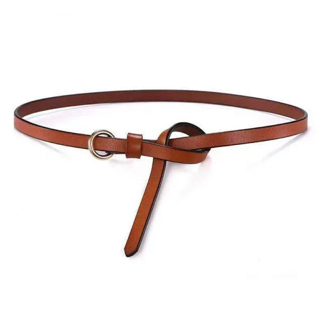 PU Leather Dress Belts Skinny Thin Women Waist Belts Strap