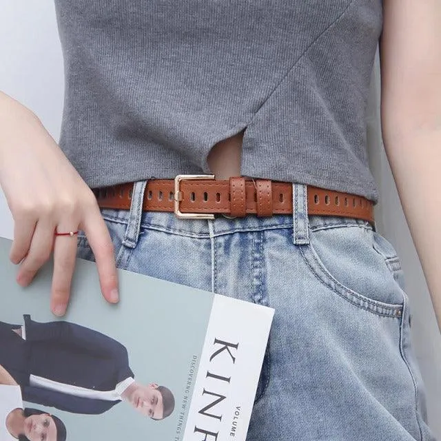 PU Leather Dress Belts Skinny Thin Women Waist Belts Strap