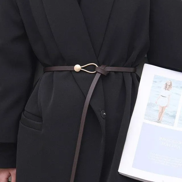 PU Leather Dress Belts Skinny Thin Women Waist Belts Strap