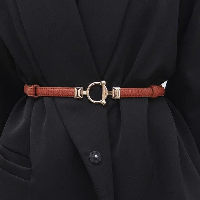 PU Leather Dress Belts Skinny Thin Women Waist Belts Strap