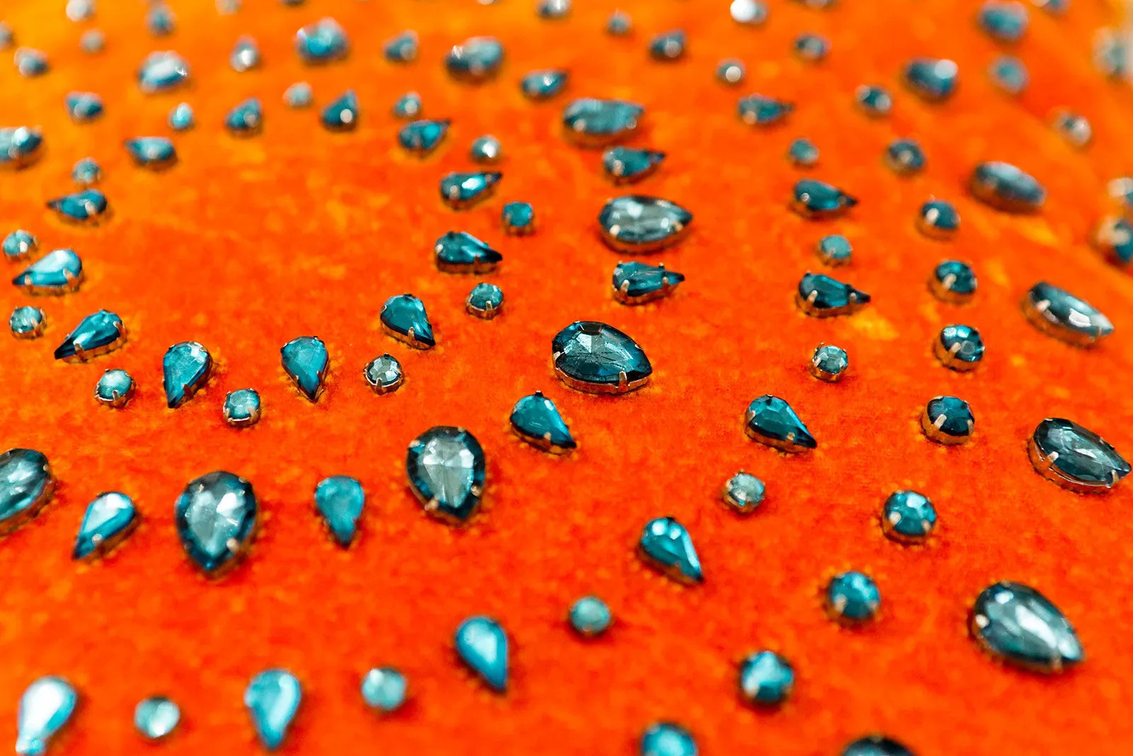 Pumpkin Silk Turquoise Rhinestones - Sabira Collection