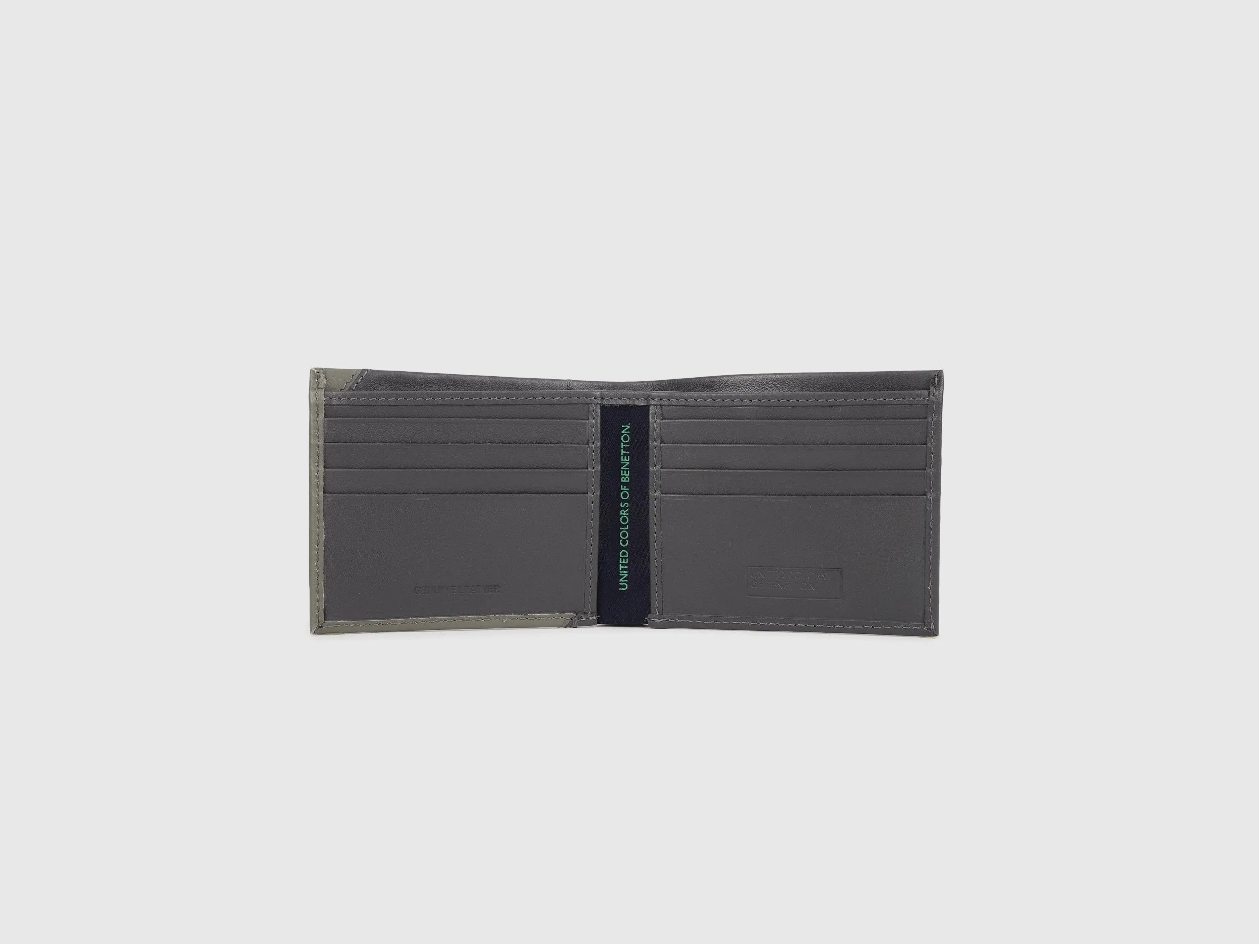 Pure Leather Diagonal Contrast Bifold Wallet