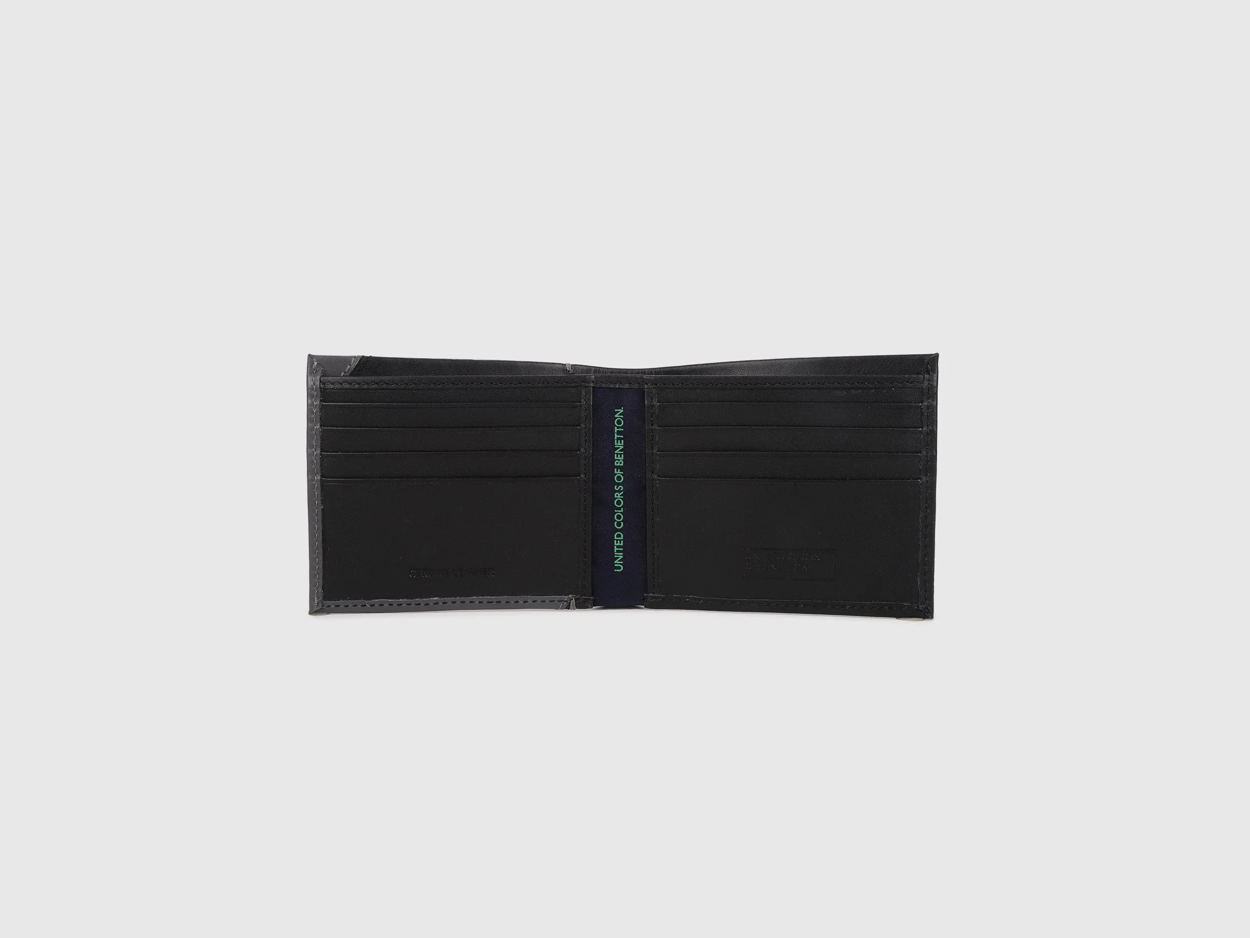 Pure Leather Diagonal Contrast Bifold Wallet