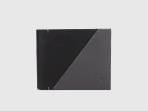 Pure Leather Diagonal Contrast Bifold Wallet