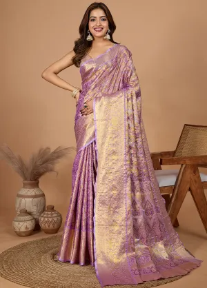 Purple Spun Silk Saree With Blouse Piece