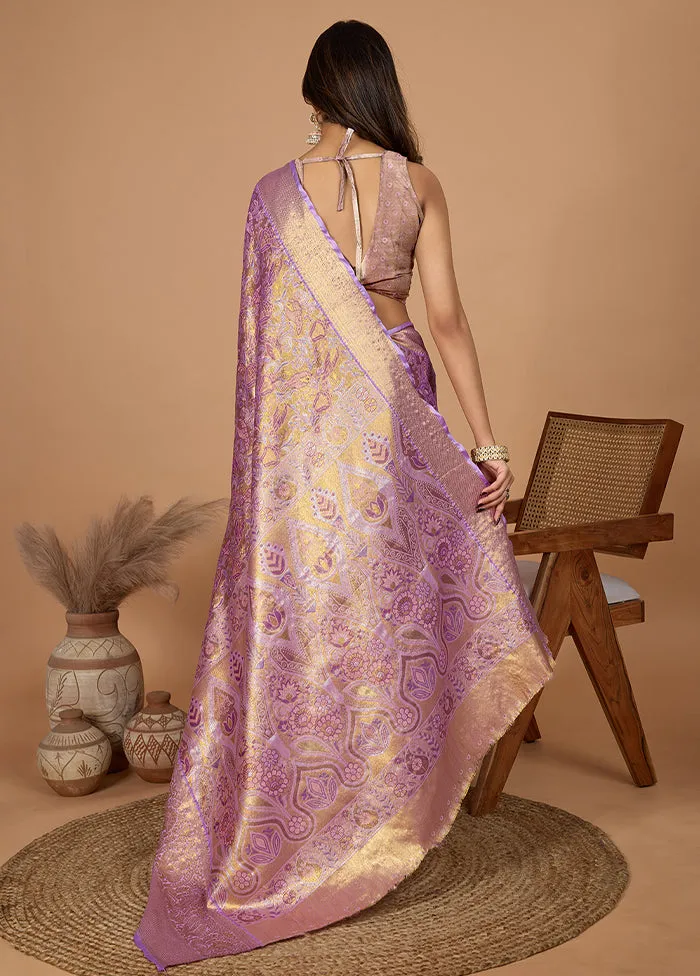 Purple Spun Silk Saree With Blouse Piece