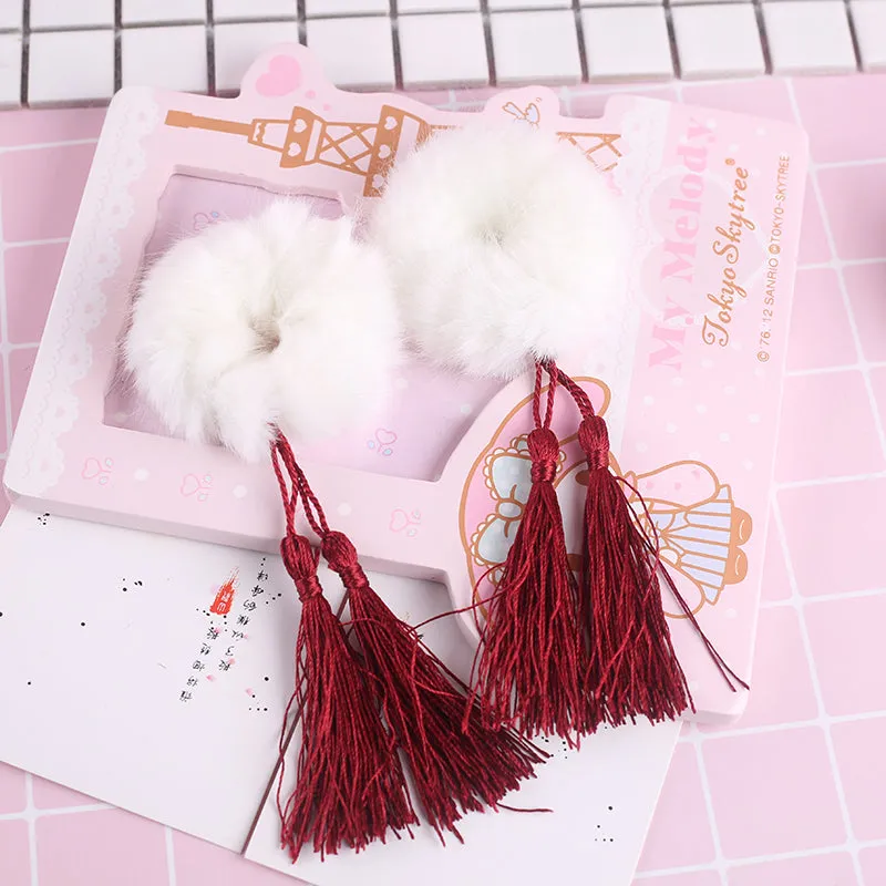 "STUFFED BALL TASSEL" HAIR TIE N092408