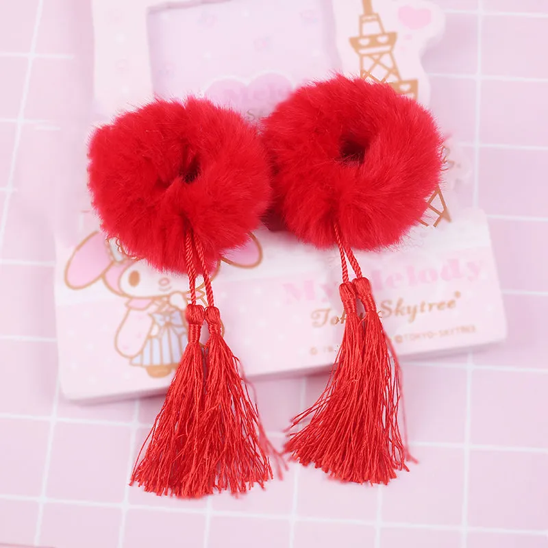 "STUFFED BALL TASSEL" HAIR TIE N092408