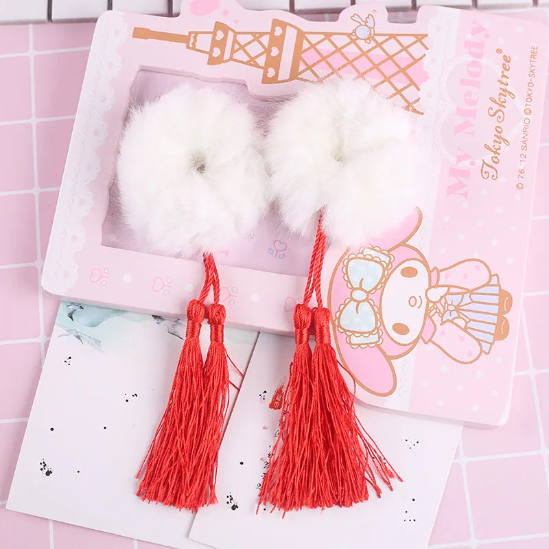 "STUFFED BALL TASSEL" HAIR TIE N092408