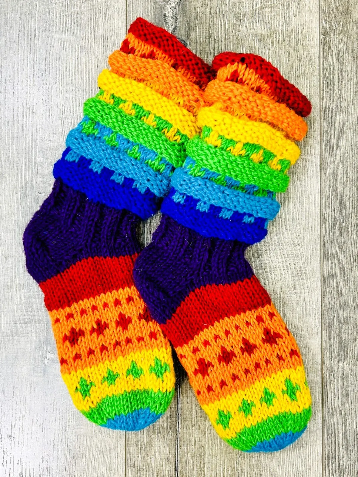 Rainbow Long Slipper Wool Socks