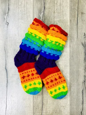 Rainbow Long Slipper Wool Socks