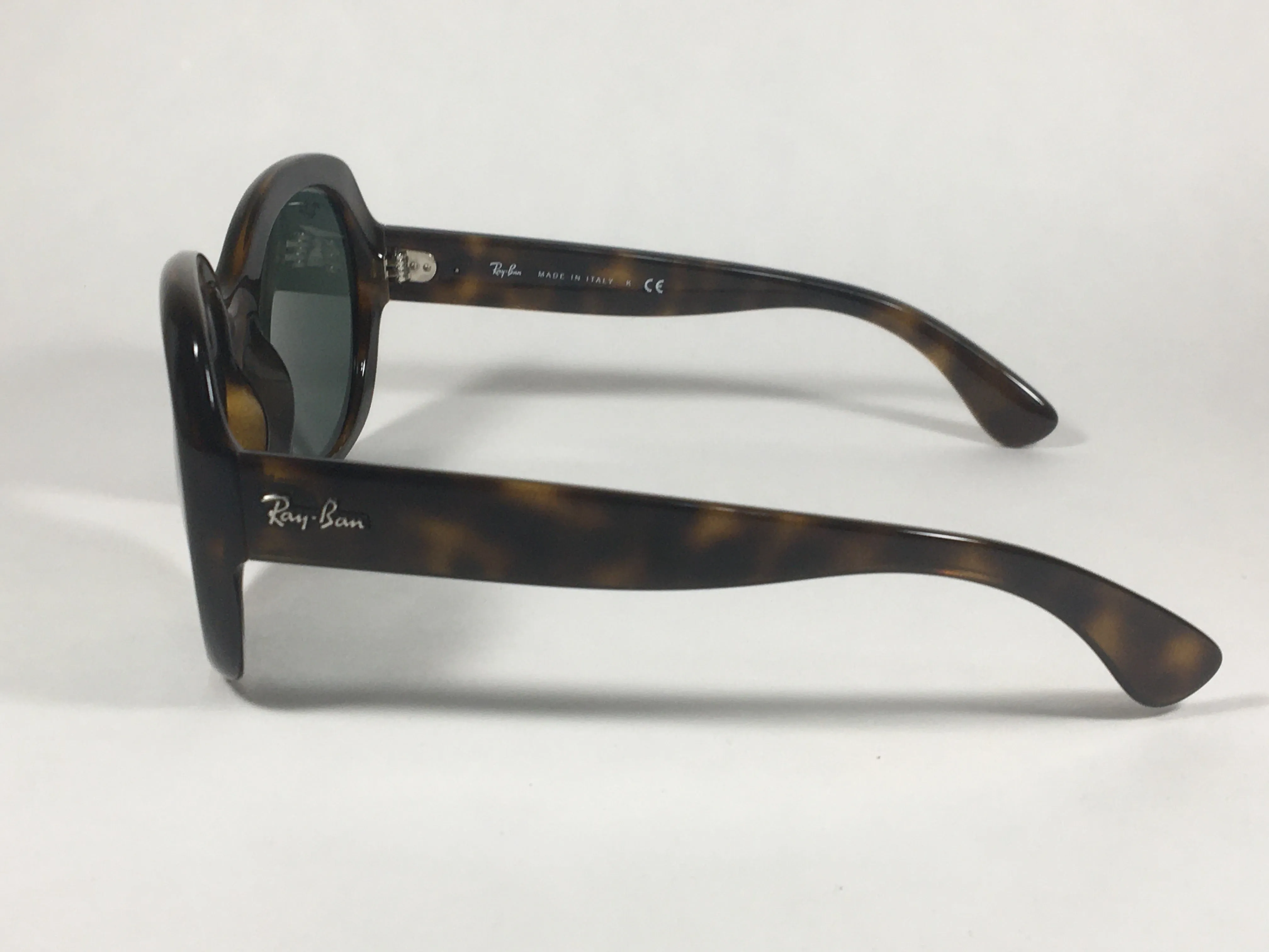 Ray-Ban Highstreet Round Sunglasses Brown Havana Nylon Frame Green Lens RB4191 710/61