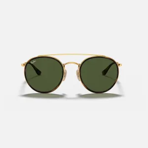 Ray Ban Round Bridge-gold tort/green