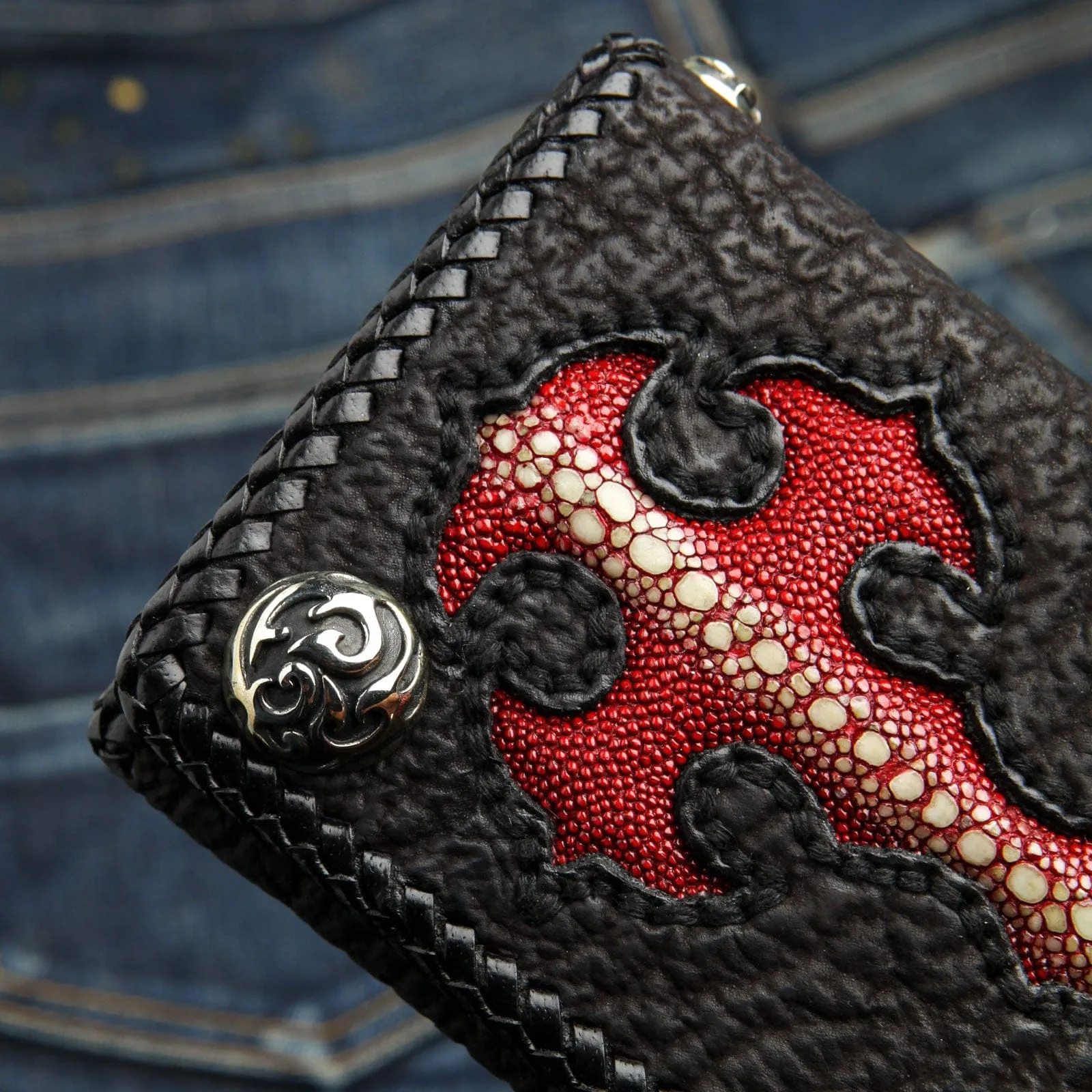 Red Stingray Gothic Cross Biker Chain Wallet