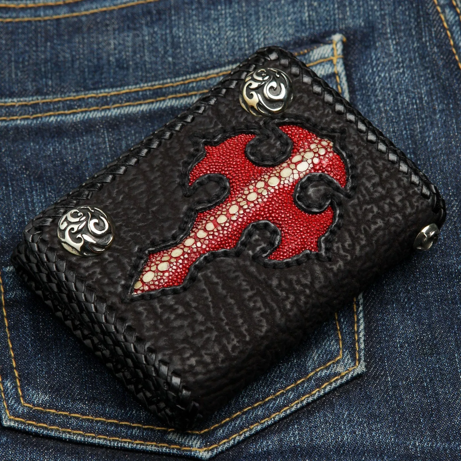 Red Stingray Gothic Cross Biker Chain Wallet
