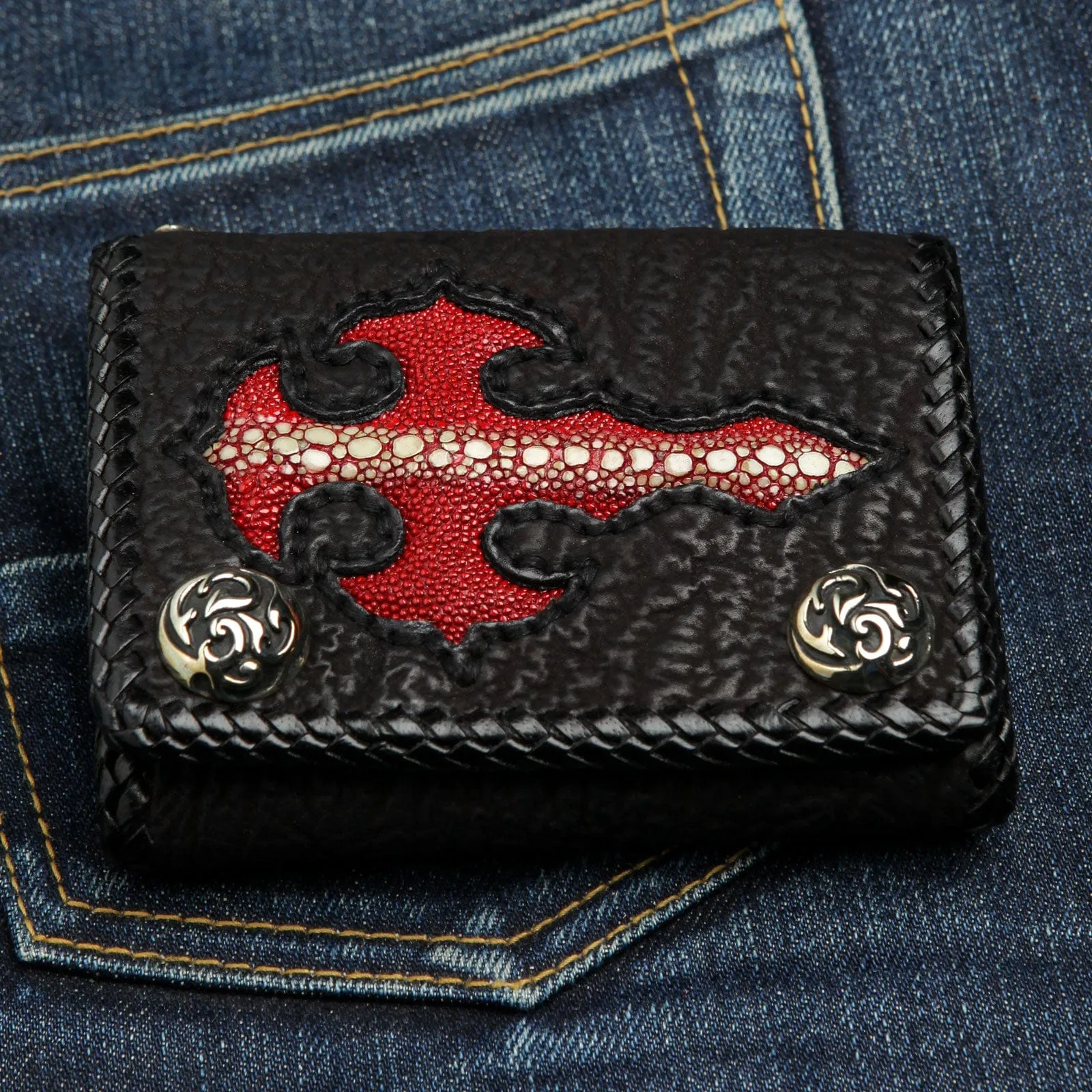 Red Stingray Gothic Cross Biker Chain Wallet