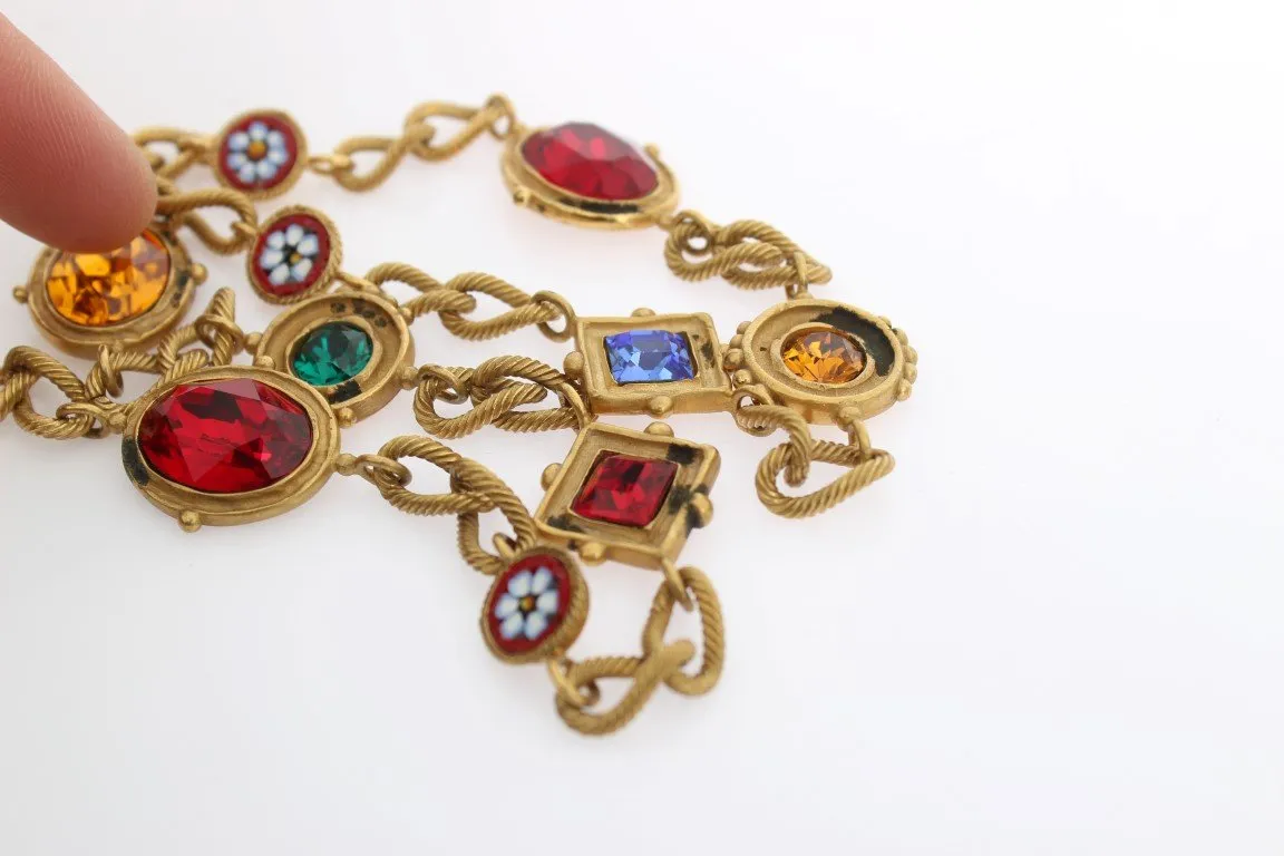 Red Suede Multicolor Crystal Belt