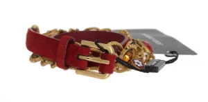 Red Suede Multicolor Crystal Belt