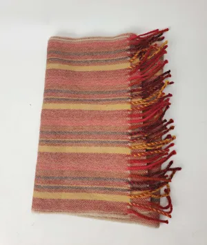 Red-toned striped wool scarf