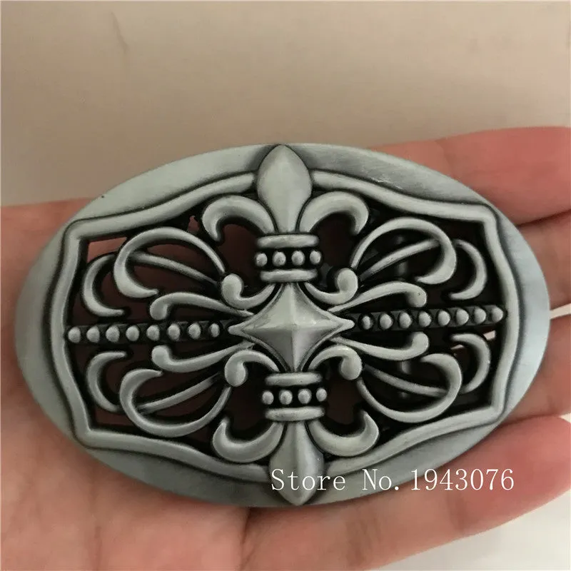 Retail Western Cowboy Belt Buckles With 87*58mm Oval Silver Metal Fashion Man Woman Belt Jewelry accessories For 4cm Wide Belt