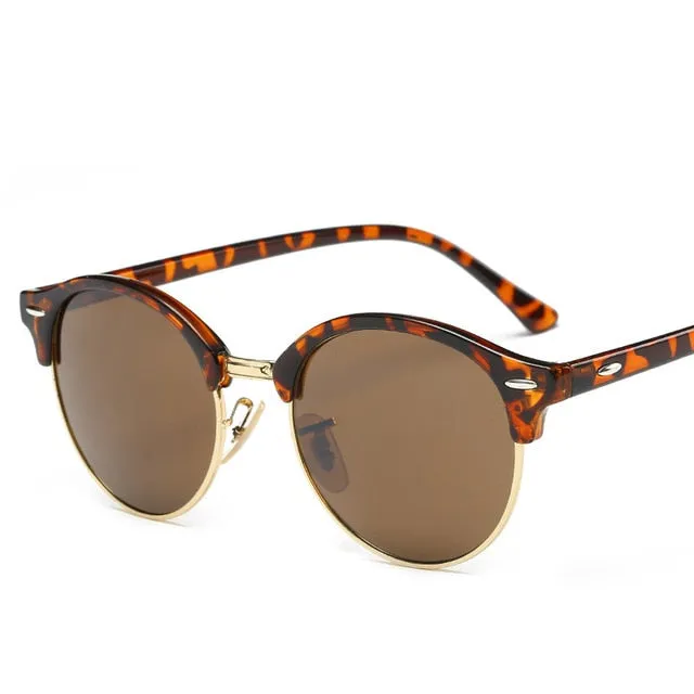 Retro Rivet Round  Mirror Driving Sun Glasses