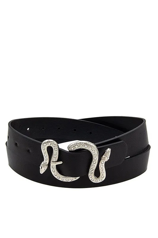 RHINESTORE SNAKE BUCKLE BELT