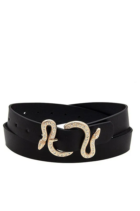 RHINESTORE SNAKE BUCKLE BELT