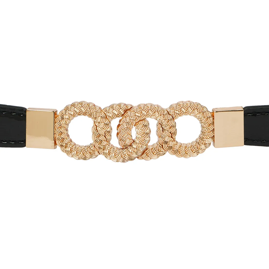 Ring Buckle Slim Black Belt