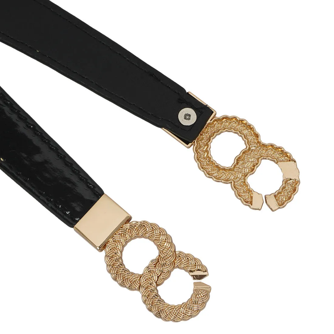 Ring Buckle Slim Black Belt