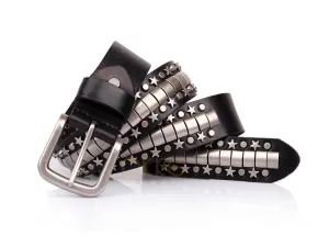 Rocker Show Star Rivet Vintage Leather Punk Belt erkek kemer deri Cinturones Ceinture cinto masculino cinturon riem cowboy