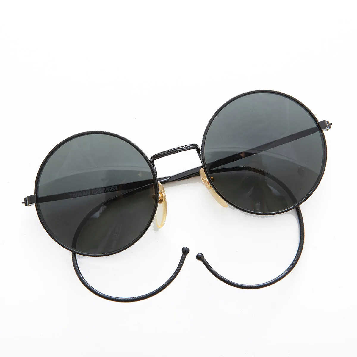 Round Vintage Sunglass with Cable Temples - Barton