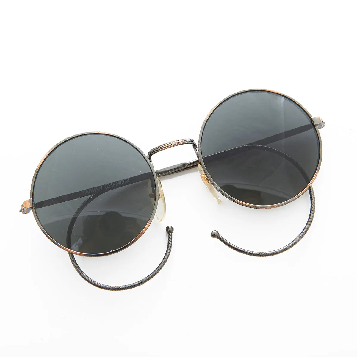 Round Vintage Sunglass with Cable Temples - Barton