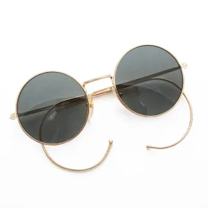 Round Vintage Sunglass with Cable Temples - Barton