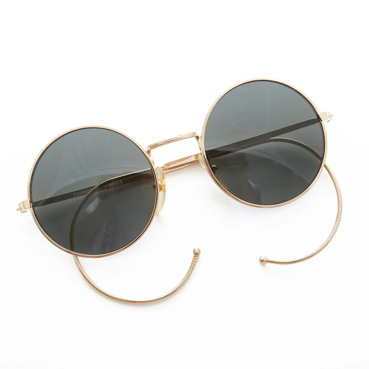 Round Vintage Sunglass with Cable Temples - Barton