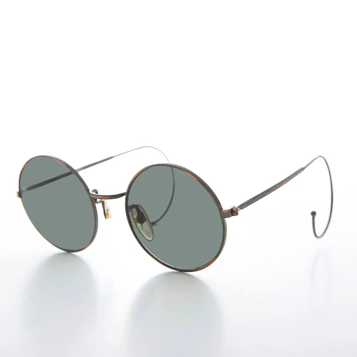 Round Vintage Sunglass with Cable Temples - Barton