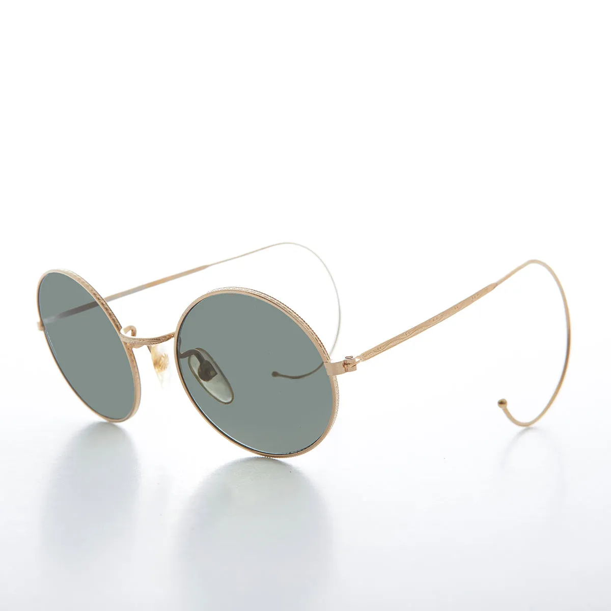 Round Vintage Sunglass with Cable Temples - Barton