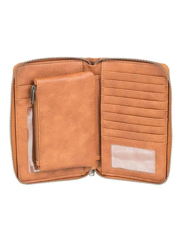 Roxy Womens Back In Brooklyn Zip-Around Wallet - Camel