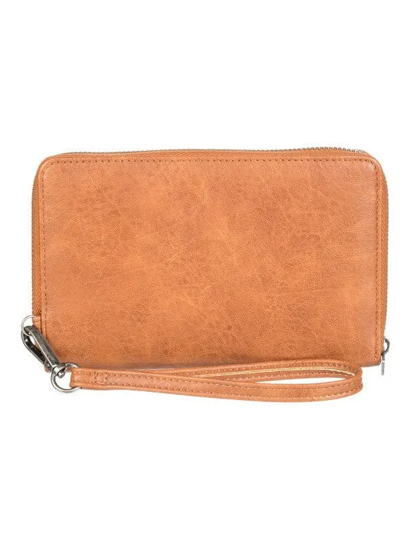Roxy Womens Back In Brooklyn Zip-Around Wallet - Camel