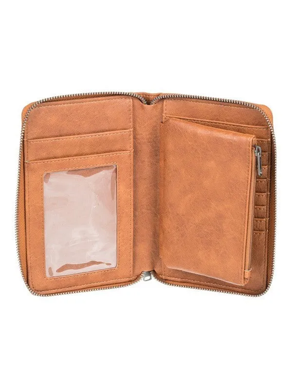 Roxy Womens Back In Brooklyn Zip-Around Wallet - Camel