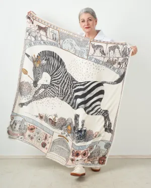 royal striped horses wool silk scarf - pastel