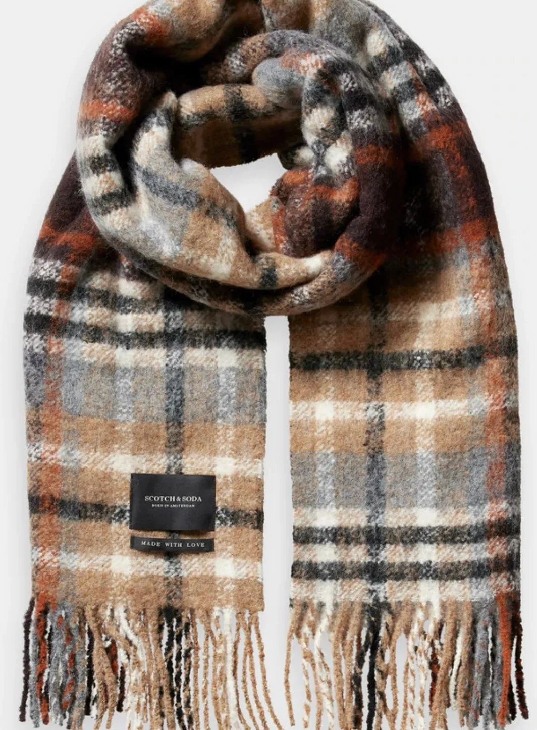 SAS BOUCLE WOOL CHECK SCARF