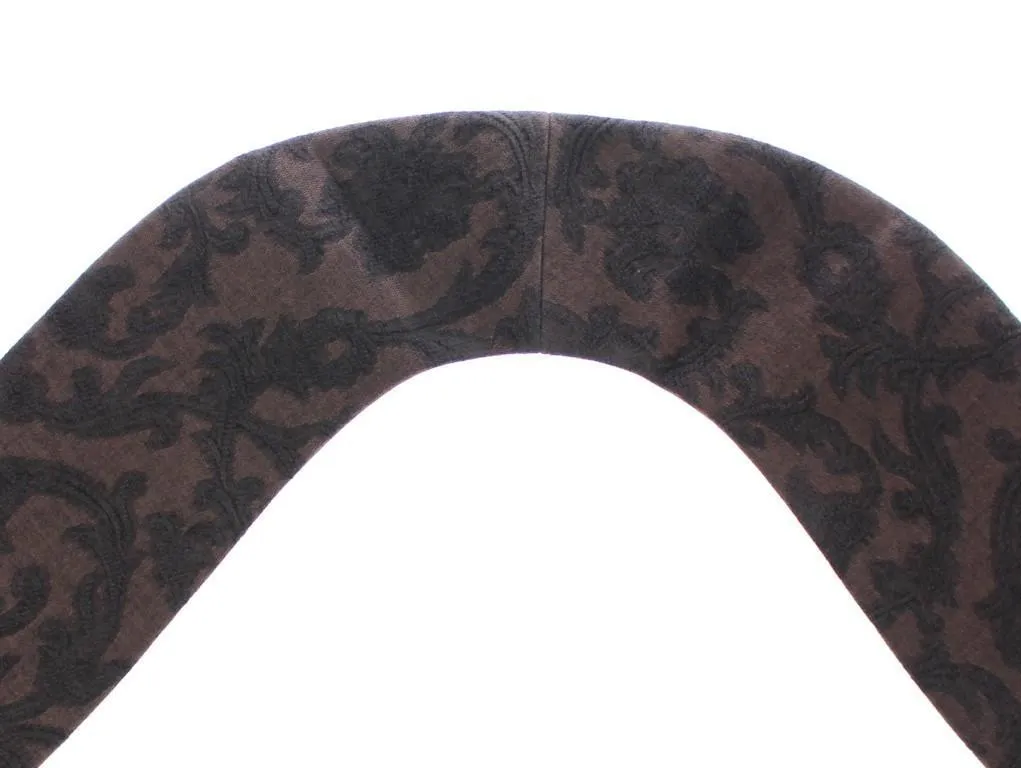 Scarf Men's Brown Baroque Pattern Silk Wool