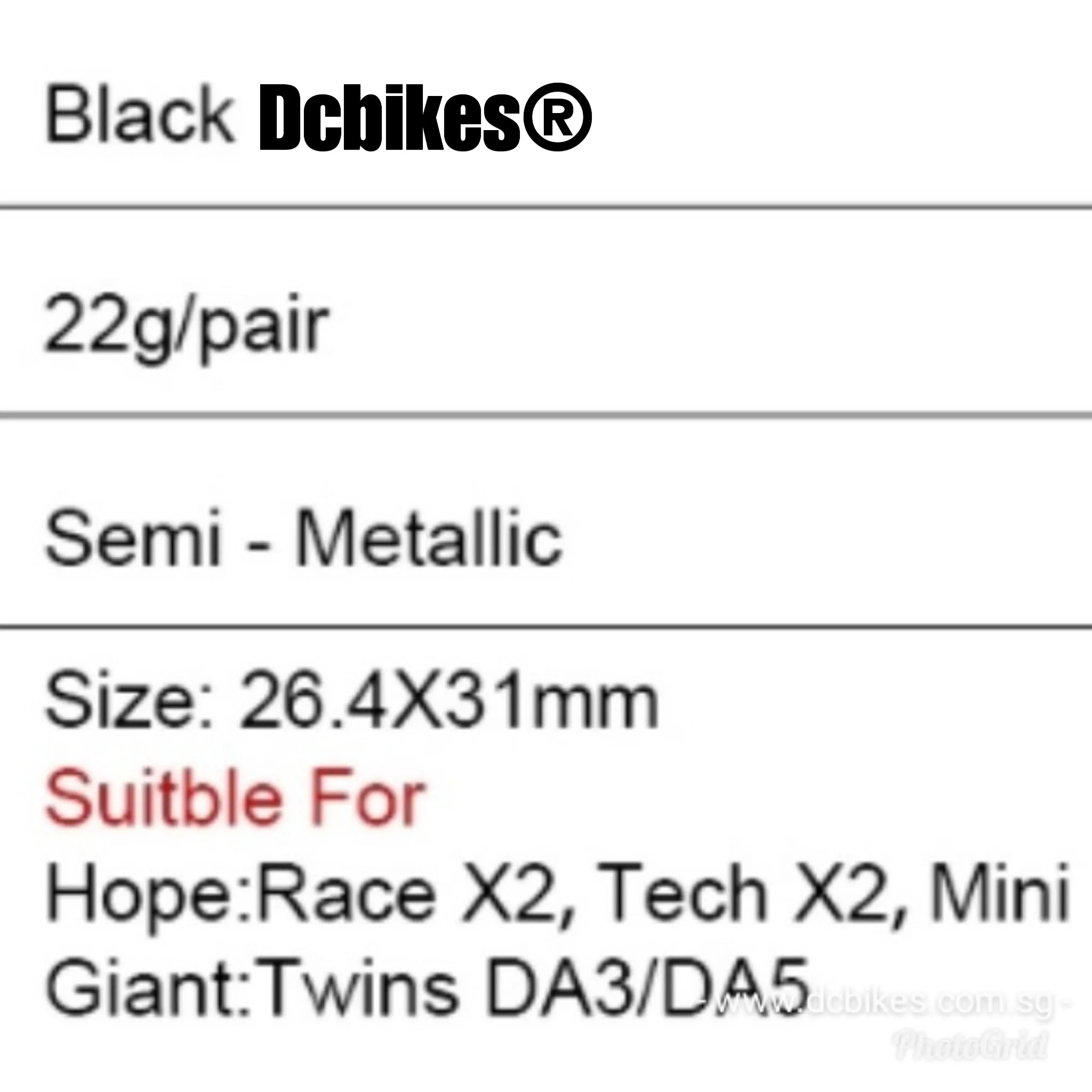 Semi Metal Brake Pads For Hope Tech Race Tech X2 Mini Giant Twins DA3 DA5