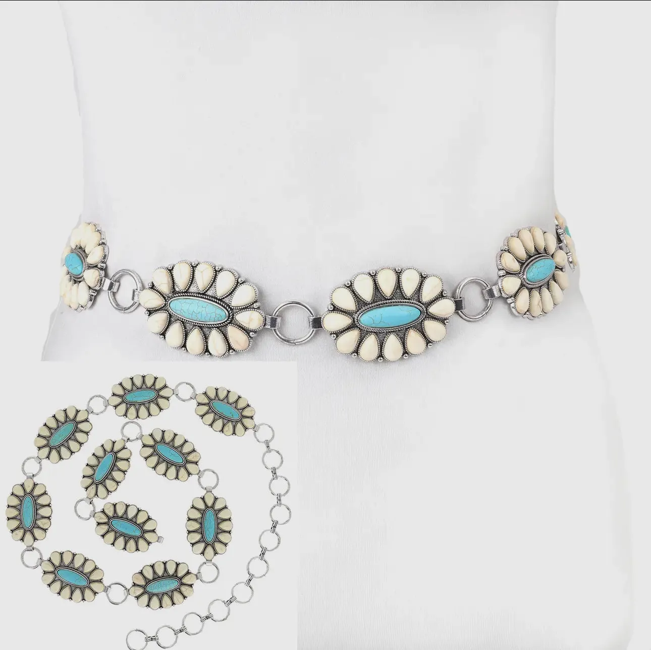 Semi stone western belt