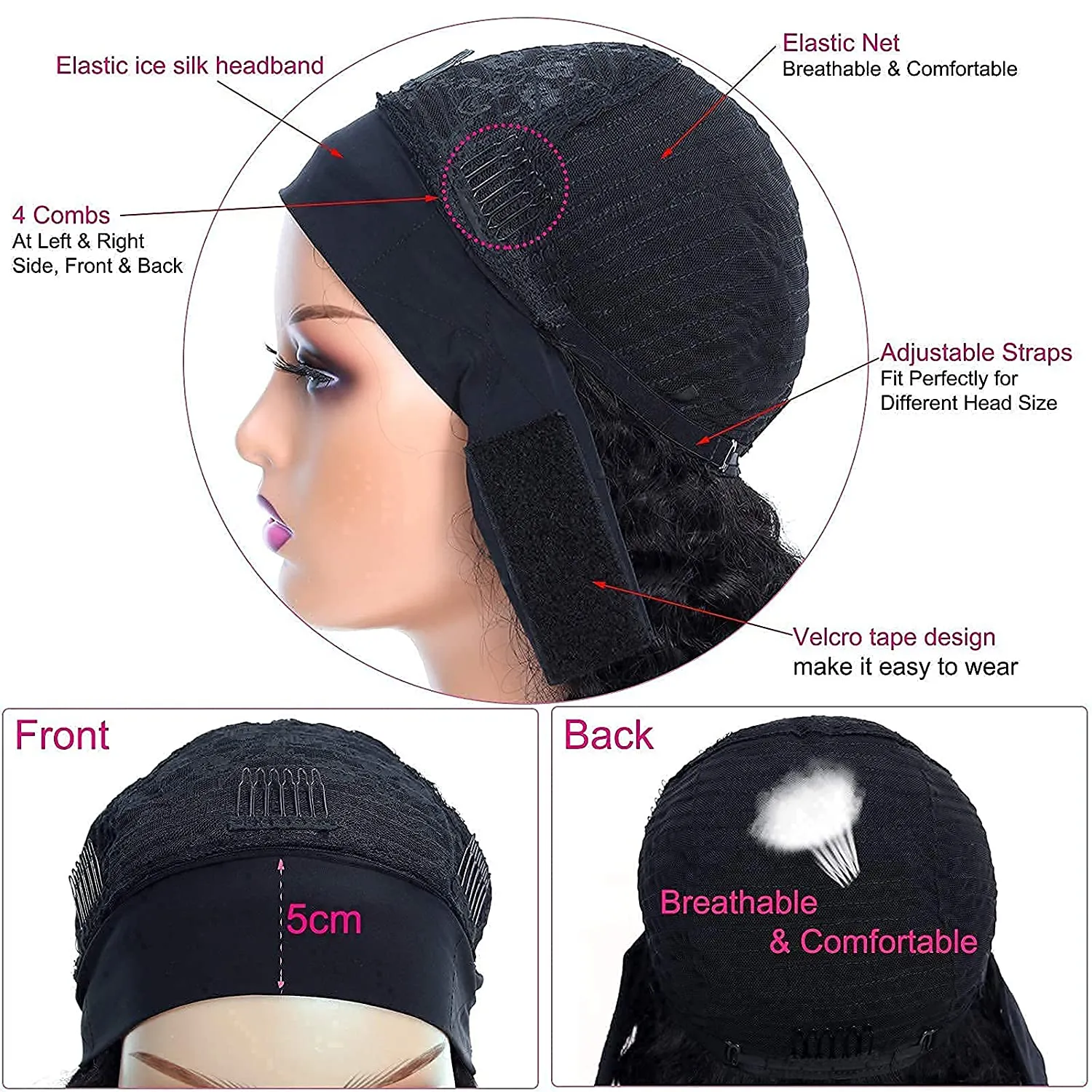Short Bob Curly Pixie Cut Human Hair Headband Wig