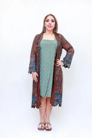 Silk-Chiffon Embroidery Dress