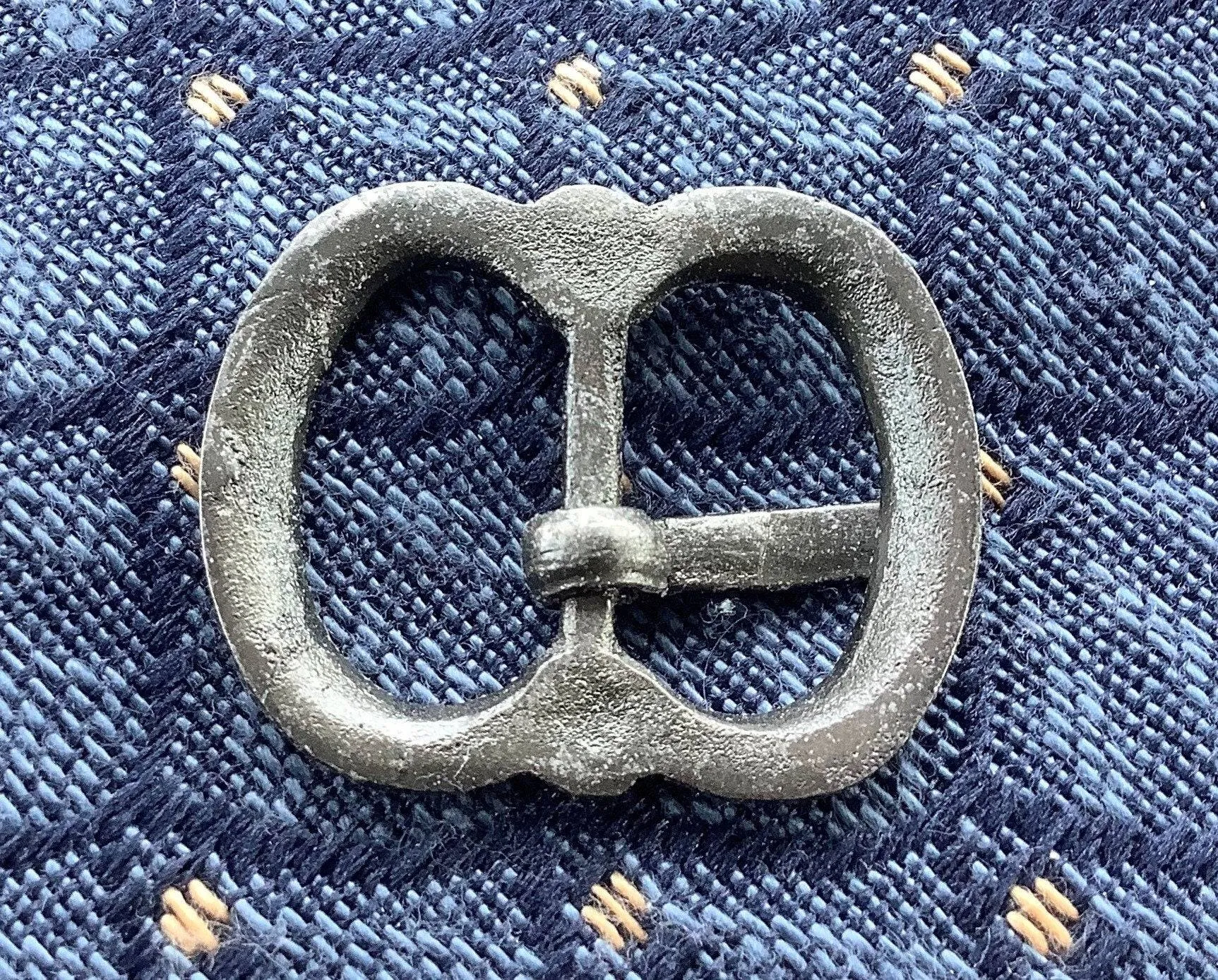 Silver incised small double buckle - (set of 2)