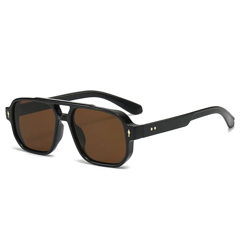 SO&EI Vintage Double Bridges Square Sunglasses