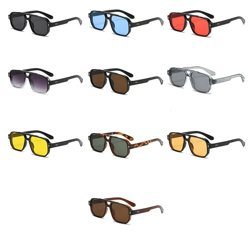 SO&EI Vintage Double Bridges Square Sunglasses